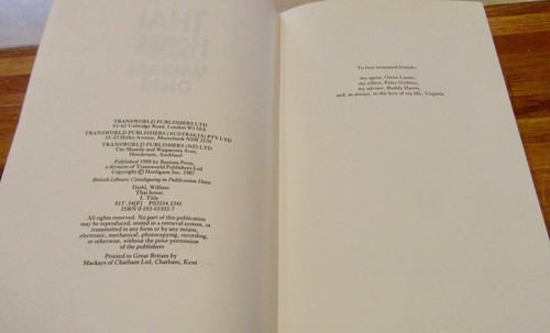 Thai Horse - William Diehl. 1st UK HbDj 1987 UNread HERE in MELB - Picture 9 of 12