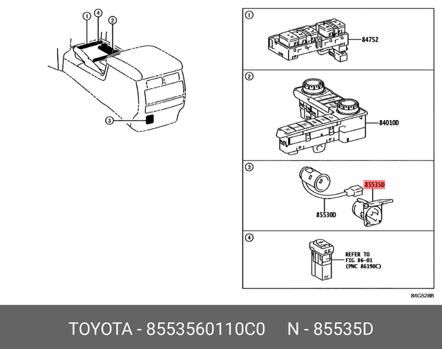 OE cover power outlet socket center 8553560110C0 for TOYOTA 8553560110