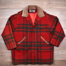 Vintage Forenza Womens Wool Coat - 14 Red Plaid Jacket Button Winter Heavyweight
