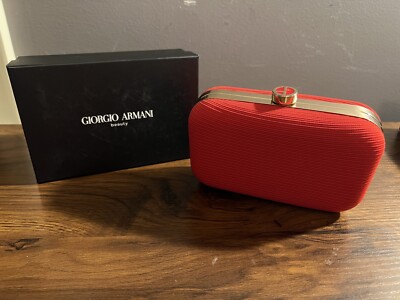 GIORGIO ARMANI Beauty Red Luxury Evening Clutch Purse Case Makeup Bag NEW IN BOX
