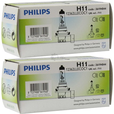 2x Philips H11 LongerLife ECOVision 12V 55W Sockel PGj19-2