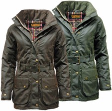 Ladies Game 'cantrell' Quilted Antique Waxed Cotton Jacket | Padded Wax Coat