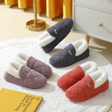 Ladies Memory Foam Slippers Faux Fur Winter Warm Full Collar Boots Shoes UK Size