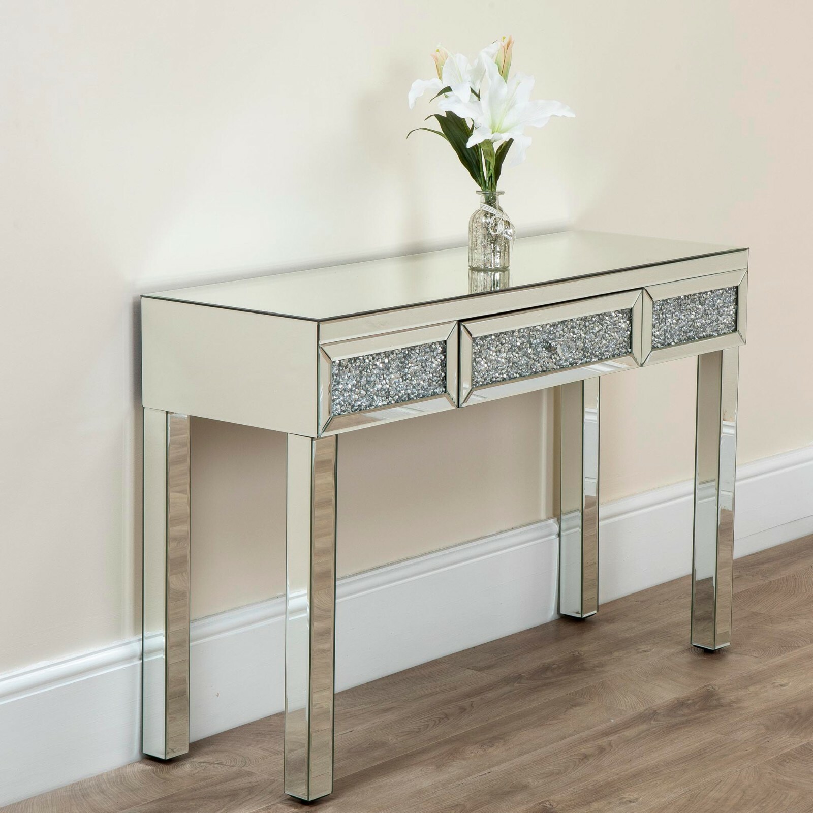 Mirrored Dressing Table Makeup Set French Style Crushed Diamond