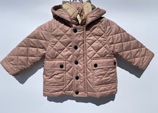 Burberry Children Pale Rose Quilted Jacket Detachable Hood Coat 6M/68 CM