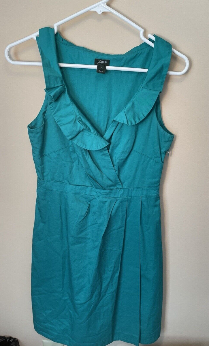 J.CREW Emerald Green Sleeveless Dressy V-Neck Dress - Women's Size 4-  ruffles | eBay