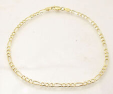 Italian Solid Royal Figaro Ankle Bracelet Anklet 14K Yellow Gold Clad Silver 