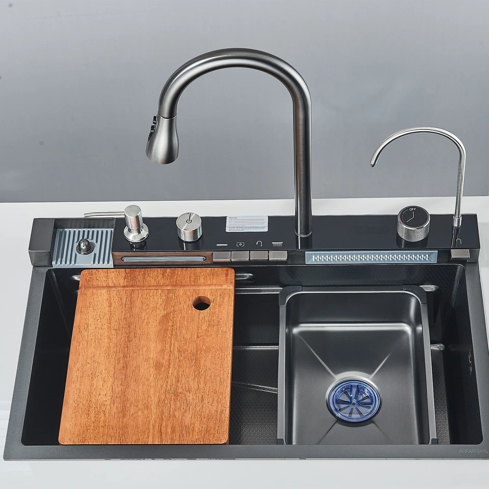 75x45 cm Lavello Cucina 1 Vasca Acciaio Inox con rubinetto Incasso Lavello Vasca - Immagine 3 di 4