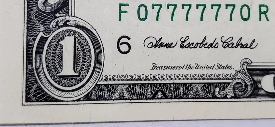 $1 Bill 2006 Fancy Serial Number PMG 66 EPQ Binary Super Radar Lucky 7s 07777770 - Image 3 of 4
