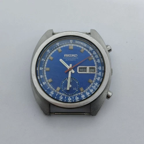 Seiko chronograph automatic rare blue dial 6139-6012 vintage men's watch japan