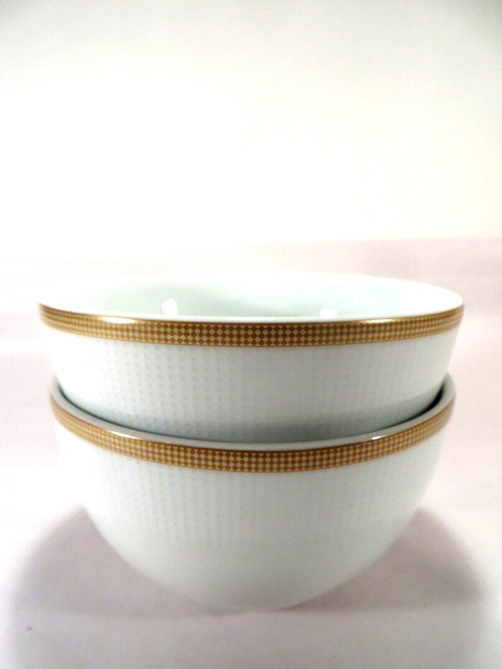 Bella Lux Soup/Cereal Bowls Set of 3 Gold Edge Porcelain 5.5"dia - Image 3 of 4