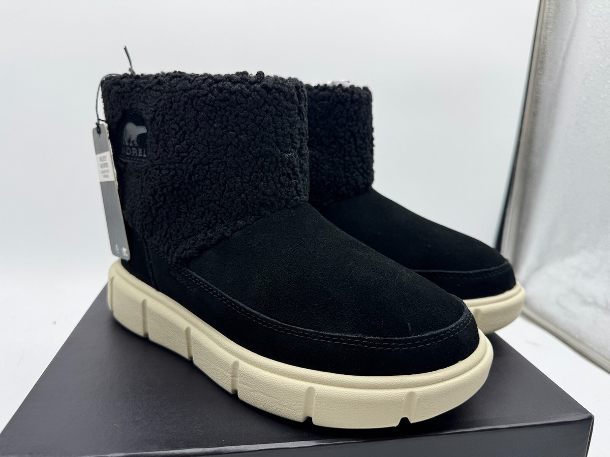 SOREL EXPLORER III SLIP-ON COZY WATERPROOF BOOTIE SUEDE BLACK CHALK SIZE