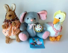 Vtg Stuffins Fairy Tale Friends Hickory Dickory Mouse Goose Mrs Cottontale 1998