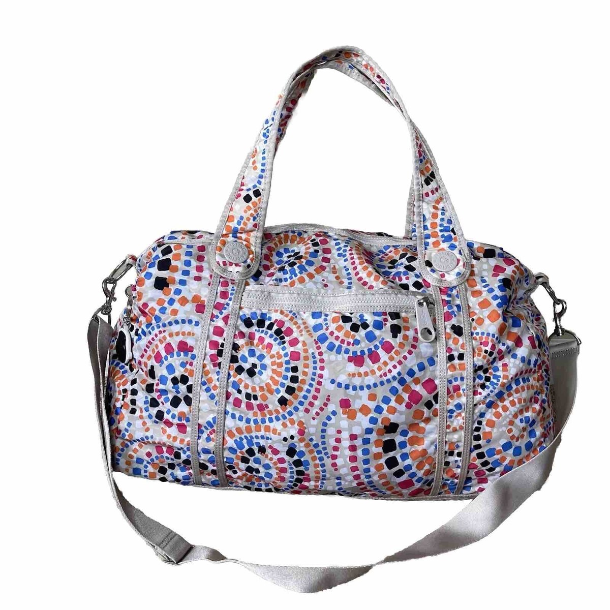 Kipling Art Large Travel Tote Bag Ivory Multicolor monkey keychain