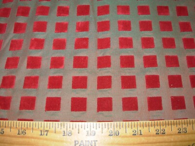 6 6/8 YDS STROHEIM CUT VELVET  BLOCKS ELEGANT UPHOLSTERY FABRIC FOR LESS