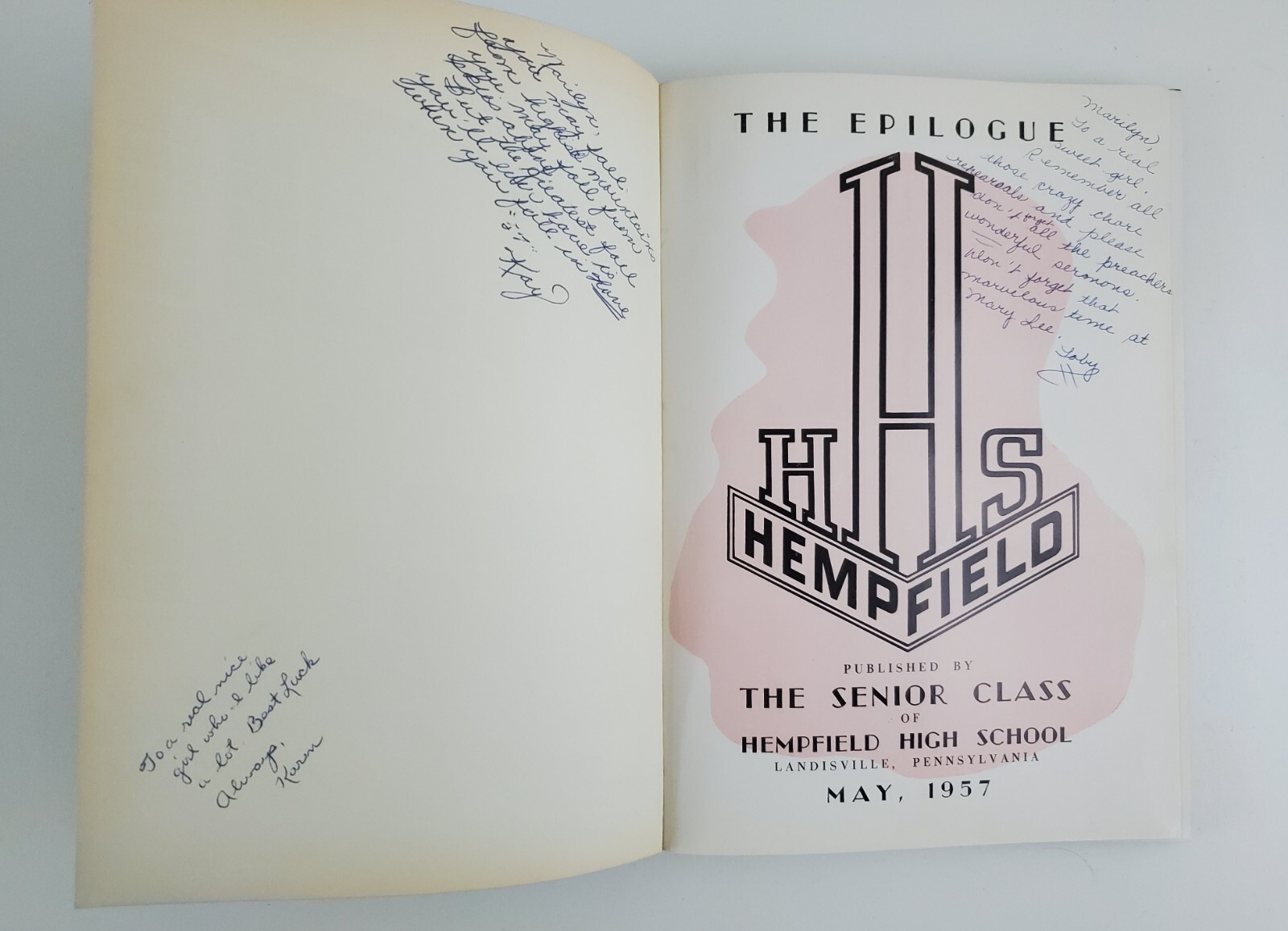 1957 Hempfield High School Landisville PA Epilogue Yearbook Vintage