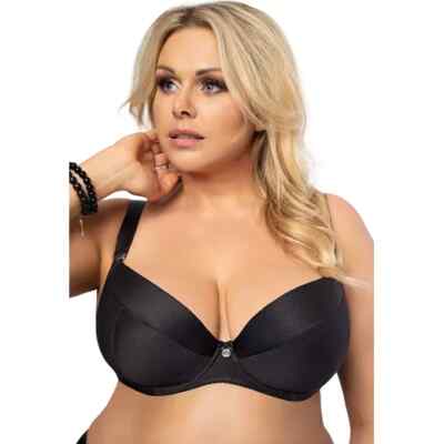 Women's padded push up black bra 30 32 34 36 38 40 42 B C D E F G H Gorsenia