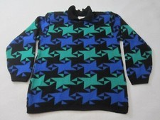 Vintage Alfred Dunner Sweater Geometric Print Made In USA Collared Oversized