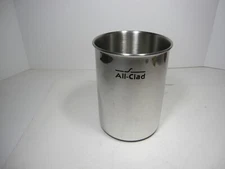 ALL CLAD STAINLESS STEEL UTENSIL HOLDER CROCK 7" x 5" KITCHEN TOOL CADDY !