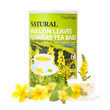 60 Mullein Leaf Tea Bags for Lungs, Vitalforest 100 Pure Mullein Mullins Detox