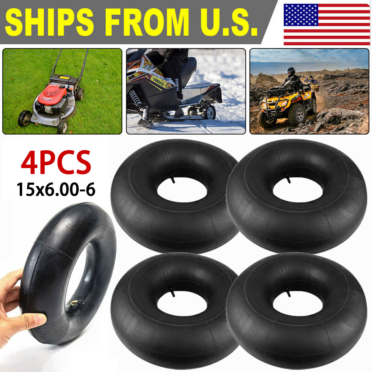 15x6.00-6nhs Lawn Mower Tires 2-Pack 15x6.00-6 Inner Tubes With TR-13 ...