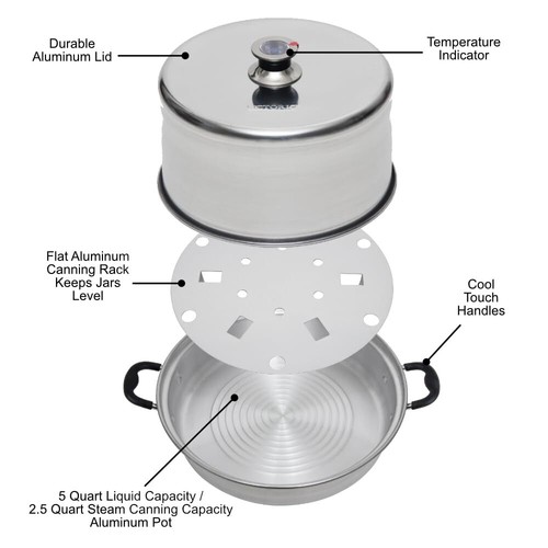 Kitchen Crop Vkp Brands Fruit Saver Steam Canner 7 Quart Jar Capacity Silver - 第 5/6 張圖片