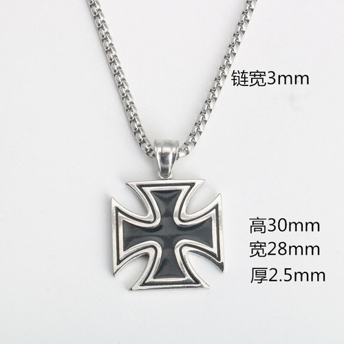 Knights Templar Vintage Germen Iron Cross Pendant Necklace Stainless Steel Gifts - Picture 14 of 30