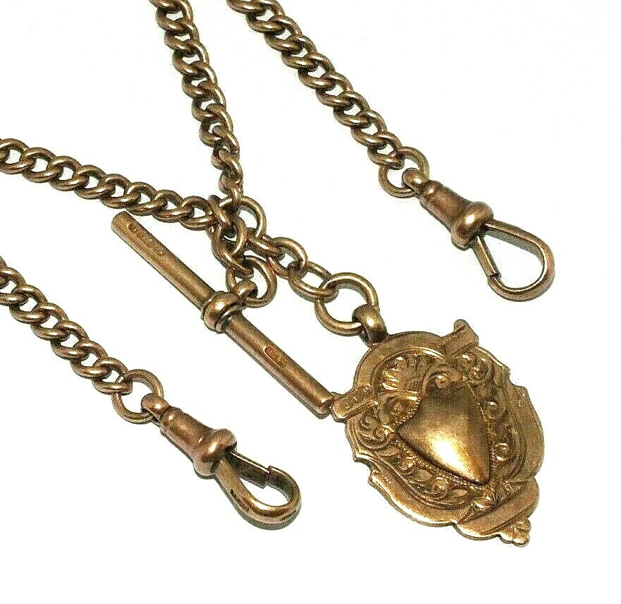 Unisex/Ladies/Mens 9ct Rose Gold Albert Necklace With A T-Bar And Pendant