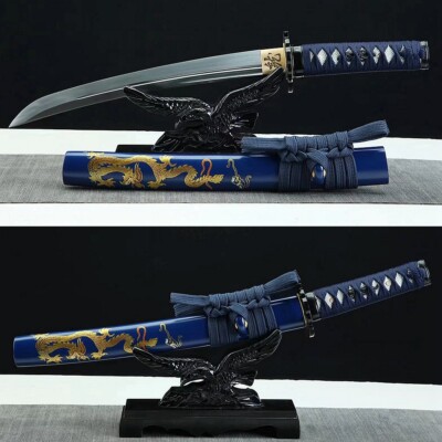 Battle Dragon Tanto Folded Steel Blade Dagger Japanese Samurai Katana Sword