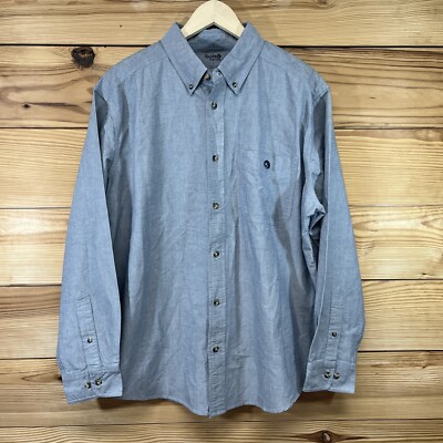 Guide Series Shirt Large Blue Long Sleeve Button Up Oxford Hunting Cotton B136