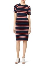 NWT ALC Thompson Dress Rayon Knit Short Sleeve Crew Bodycon Striped AS9703 LARGE