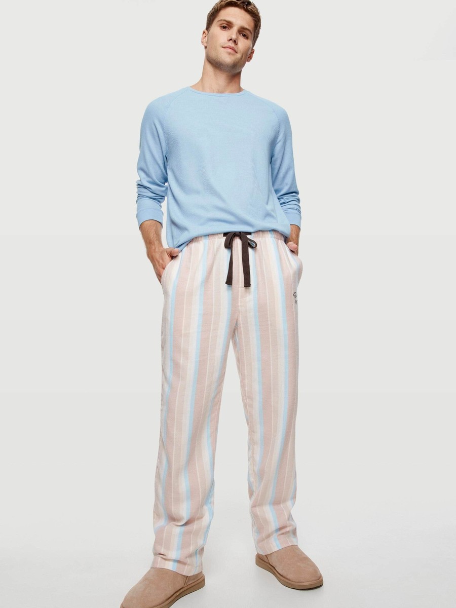 Peter Alexander Men Toffee Stripe Long Flannelette Pyjama/Lounge