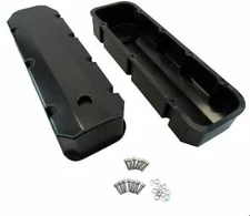 Chevy 396 454 Fabricated Tall Aluminum Valve Cover w/ Holes Black Ano E41321BK