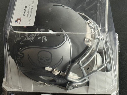 Buccaneers Warren Sapp "HOF 13" Signed Slate Speed Mini Helmet BAS Witnessed