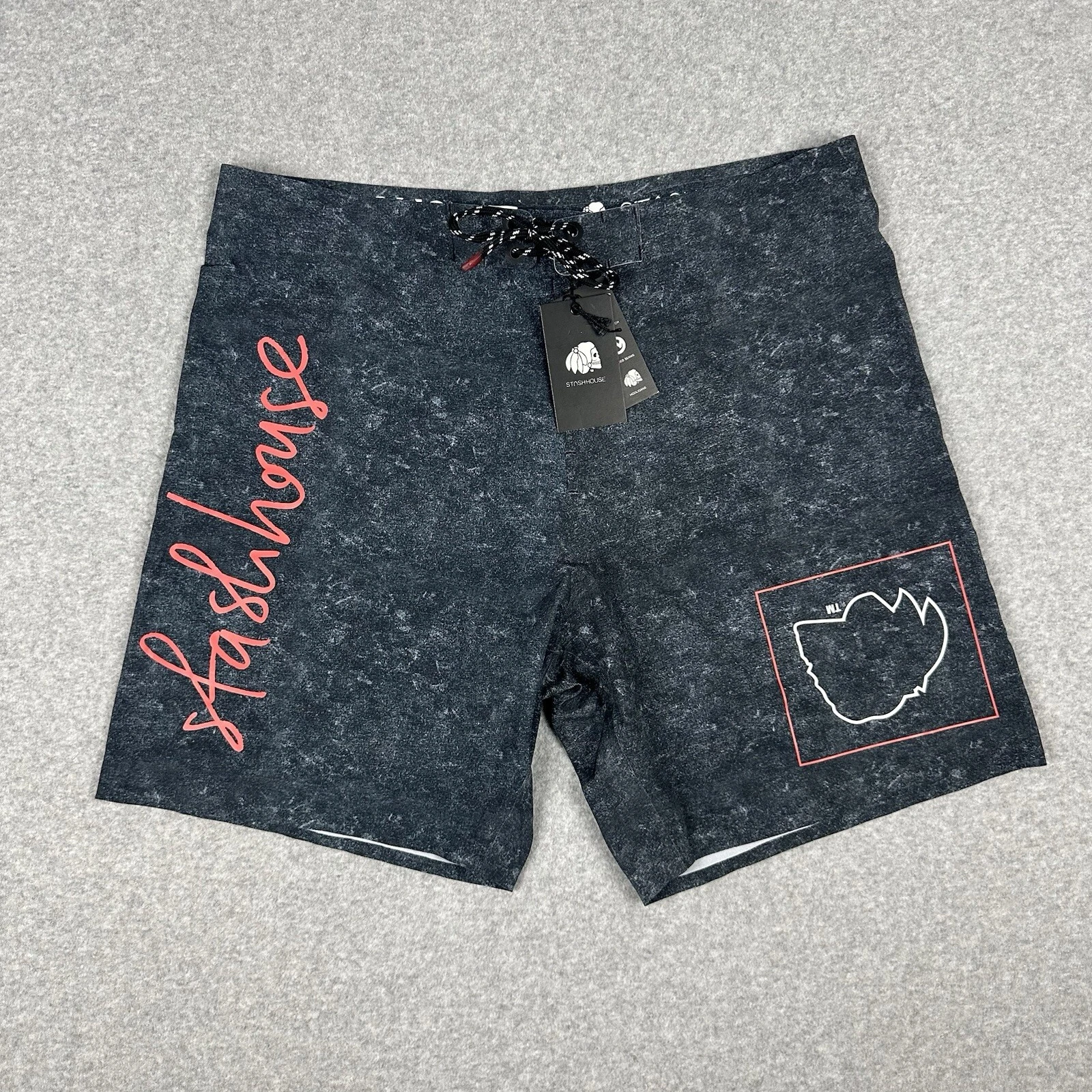 The Stash House Hooligans NWT Board Shorts Size 36 Grey Surf Swim Wear RRP $79