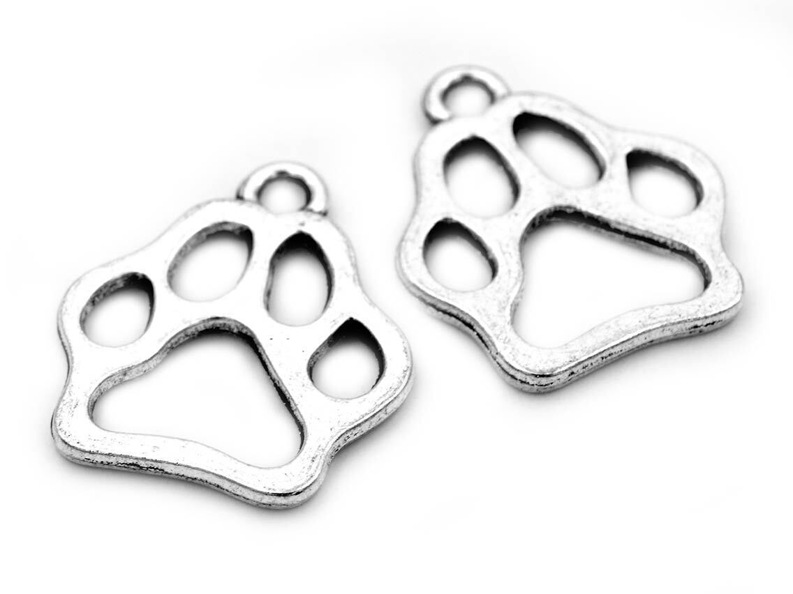 Ciondolo zampa di cane color platino - Set da 10 pezzi foto 2