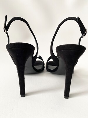 HERMES HOLY PREMIERE SANDALS BLACK SUEDE LEATHER HIGH HEELS  display picture 2