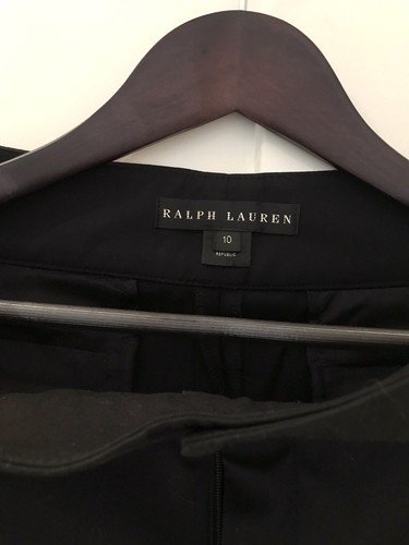 Ralph Lauren Black Label - Smart Black Cotton Trousers Zip Ankles - UK12 - Picture 8 of 15
