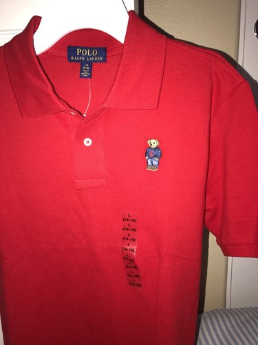 NWT Ralph Lauren Boys Red Teddy Bear Polo Shirt Sz. Large 14-16 - Picture 2 of 3