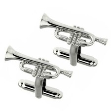 TRUMPET CUFFLINKS Musical Instrument NEW w GIFT BAG Jazz Orchestra Marching Band