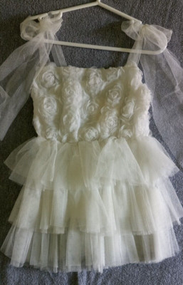 New Gift Baby Girl Baptism/Wedding White Tulle Tutu Dress Size 90 ( 18-24M )