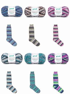 100g Gründl Sockenwolle Collezione II 4fach Garn stricken häkeln GP 64,90 /1kg
