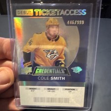 Upper Deck Credentials Debut Ticket Access Cole Smith Predators #53 /999