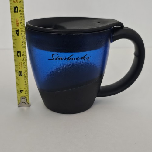 Starbucks BLUE Barista Translucent Plastic Travel Cup Mug 12oz / 2001 / With Lid - Picture 14 of 17