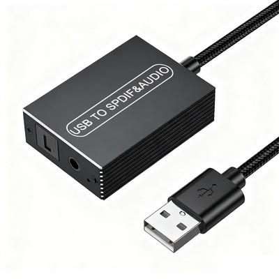 Z075 USB To Optical Spdif Toslink & 3.5MM Audio Adapter Converter For PS5, PS4