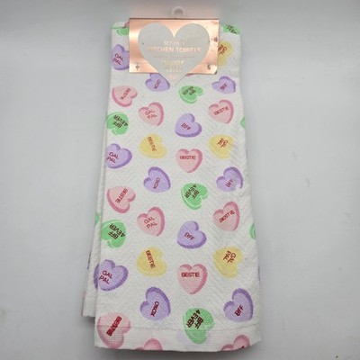 3 Envogue BFF Conversation Hearts FriendsKitchen Towels Valentine's Day 18 x 28