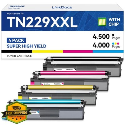 LinkDocs TN229XXL Toner Cartridge Black Cyan Magenta Yellow Brother