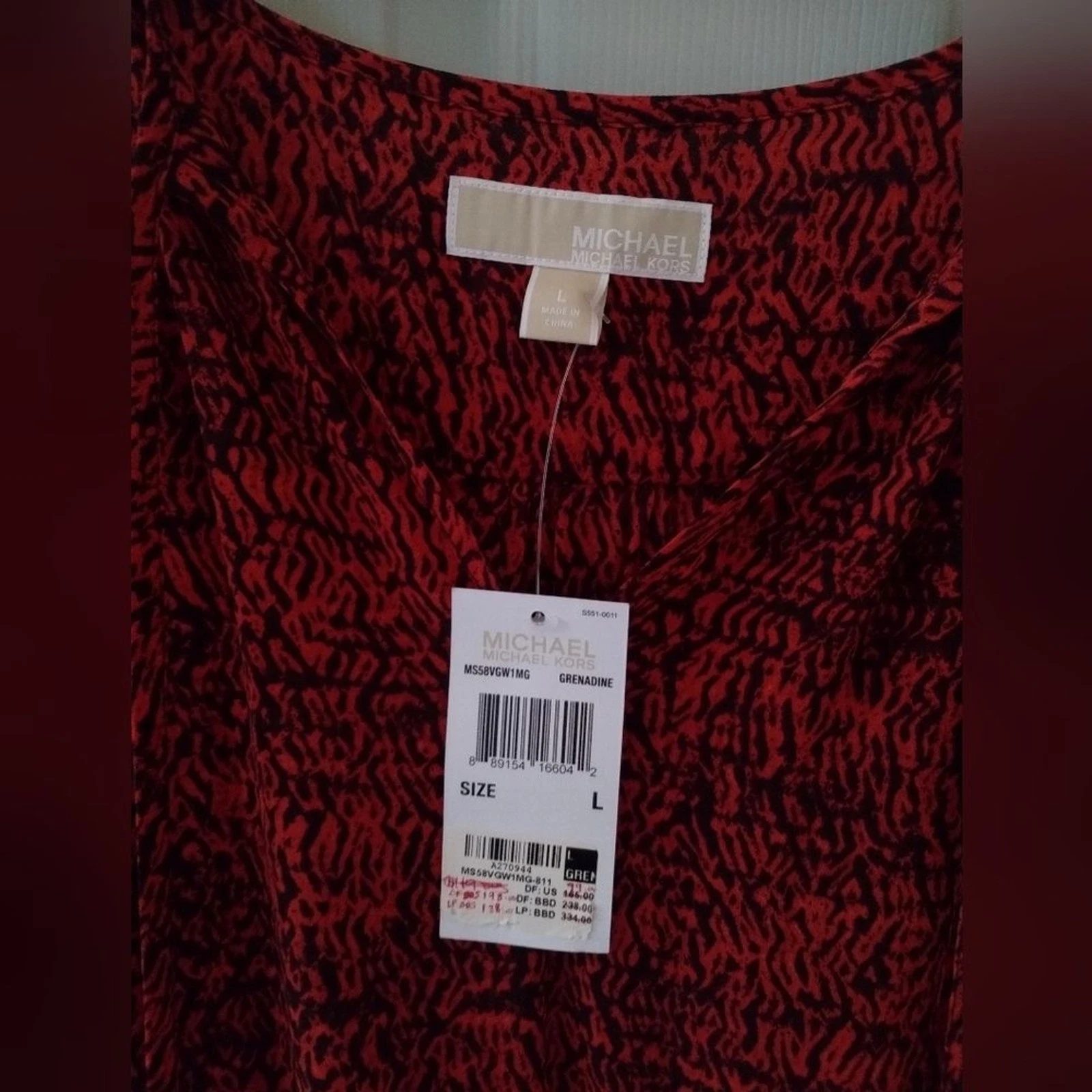 Abito Michael Kors rosso granatina taglia L nuovo con etichetta