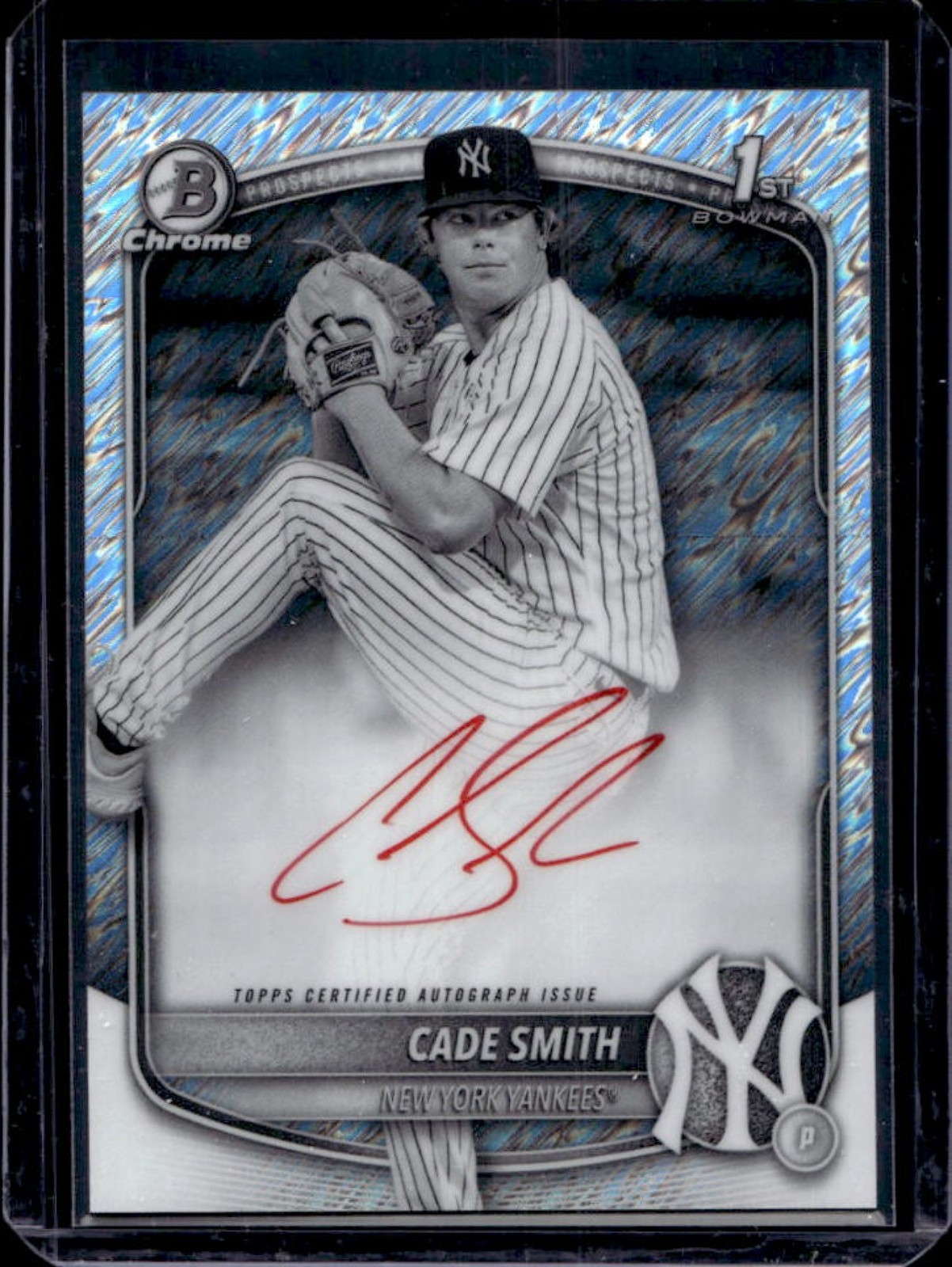 2025 Bowman Chrome Cade Smith Auto Black and White Shimmer Refractor 1st #CPA-CS