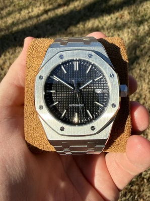 #ad Custom Automatic Mod Watch – Stainless Steel Integrated Bracelet – Black Dial $389.99